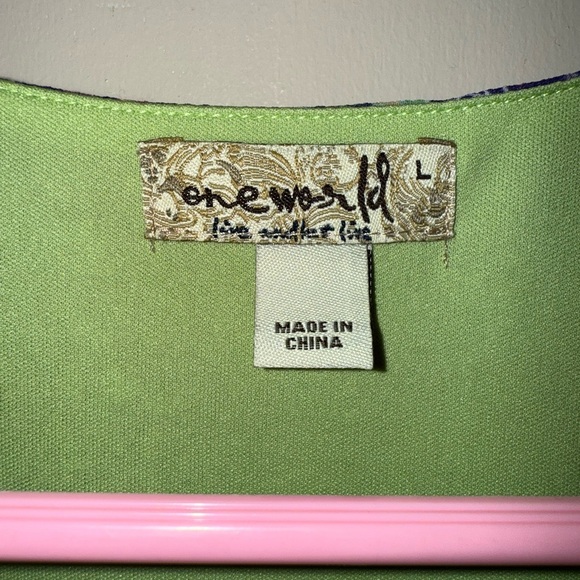 NWT One World “Live and Let Live” Paisley Print Flutter Sleeve Dress – Size L - Picture 6 of 16